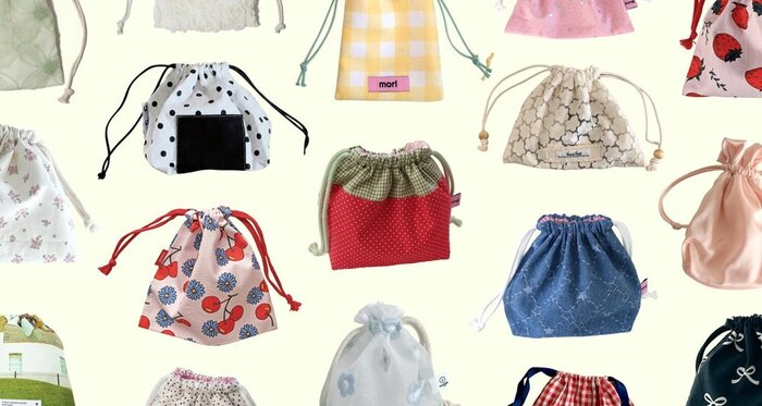 くしゅっとかわいい、ストリングポーチ。